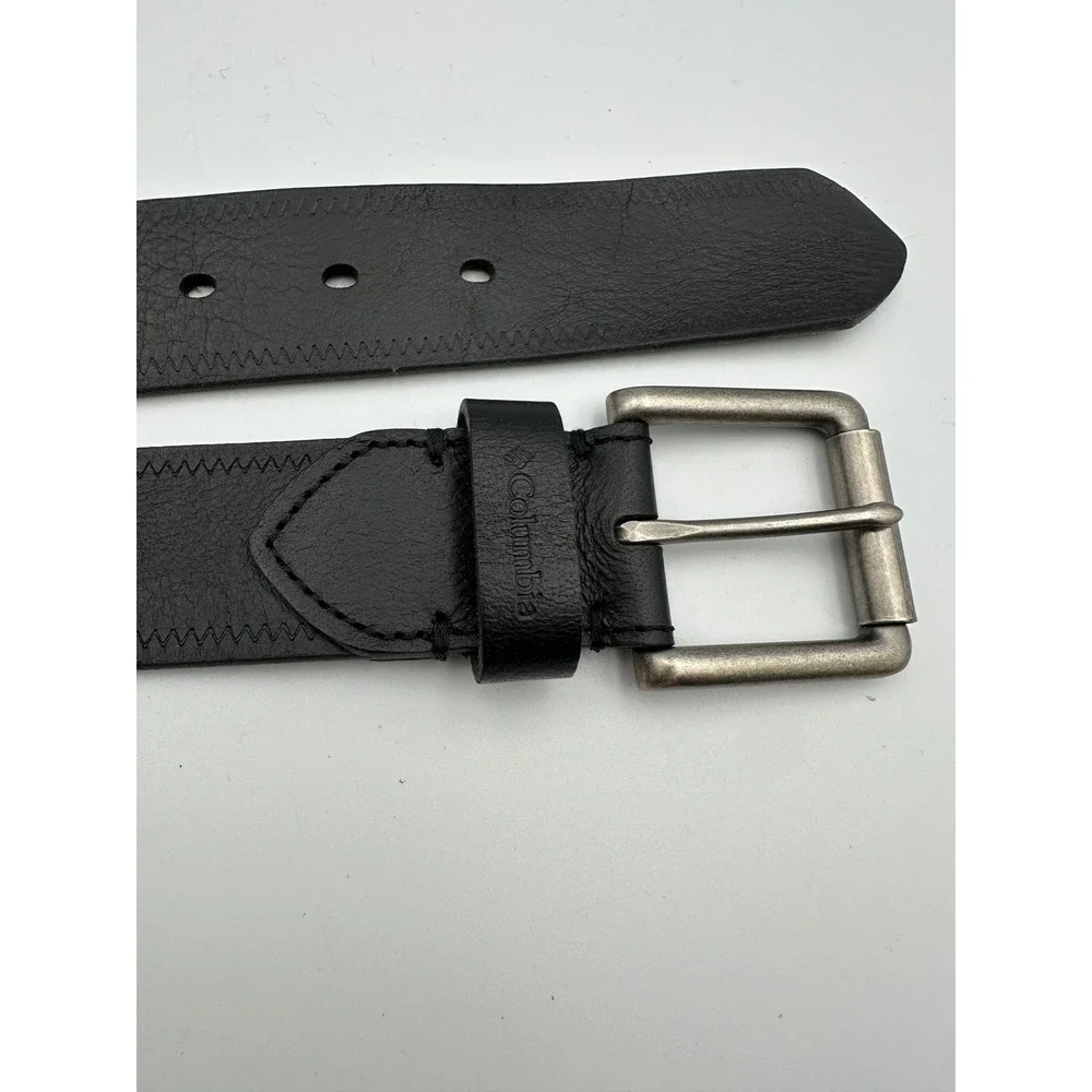 Columbia Leather Belt L 38-40 Black Rugged Stitch Gorpcore Outdoor Casual Work
